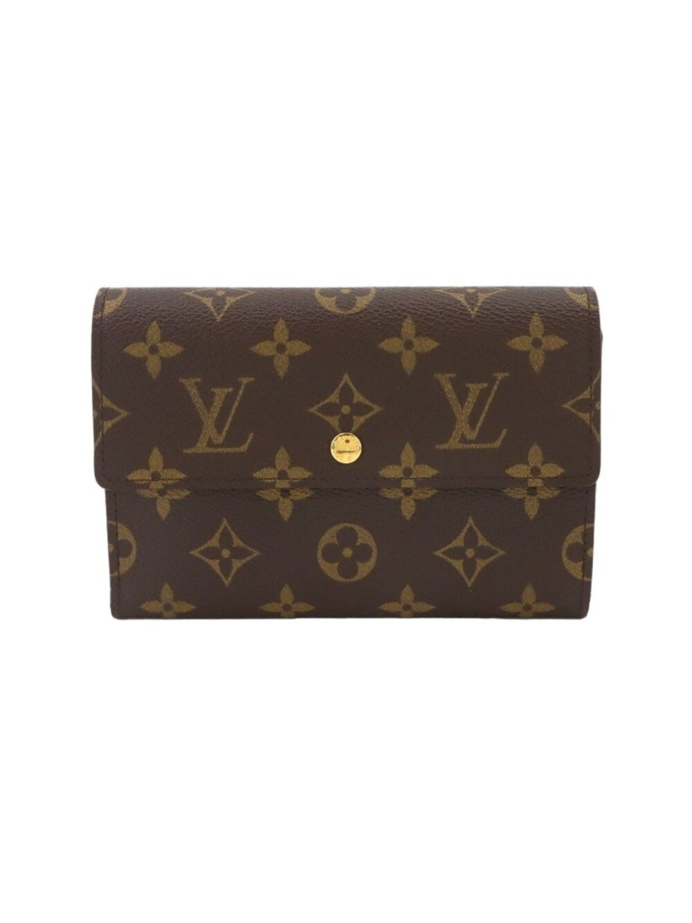 Louis Vuitton Monogram Porte Tresor Etui Papiers Trifold Wallet Brown